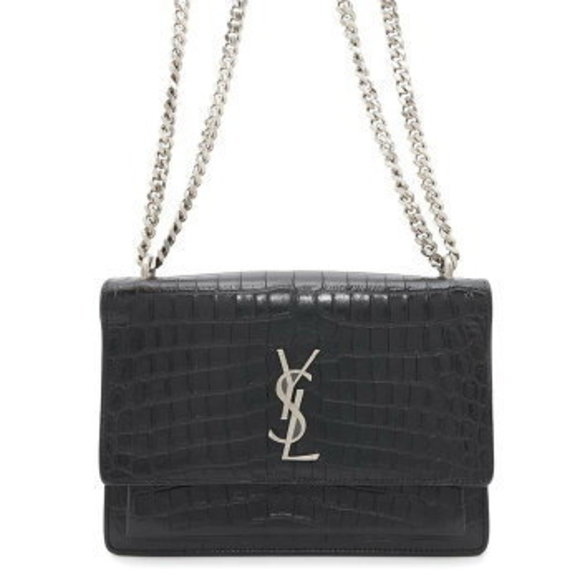 Saint Laurent Paris Sunset Chain Shoulder Bag YSL Black Crossbody - Picture 1 of 8